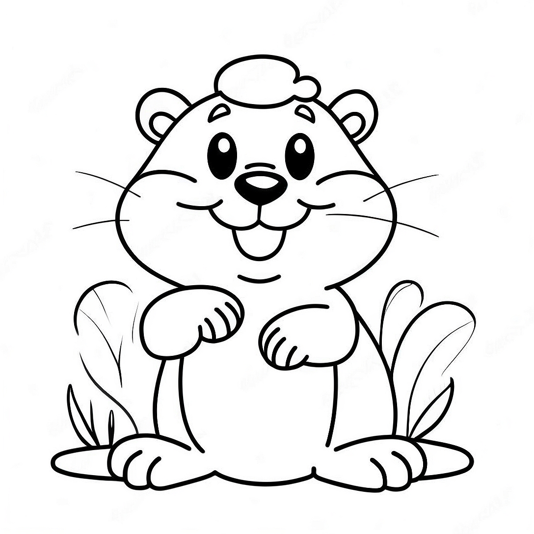 Cute Beaver with a Big Smile Coloring Page | Beaver coloring page