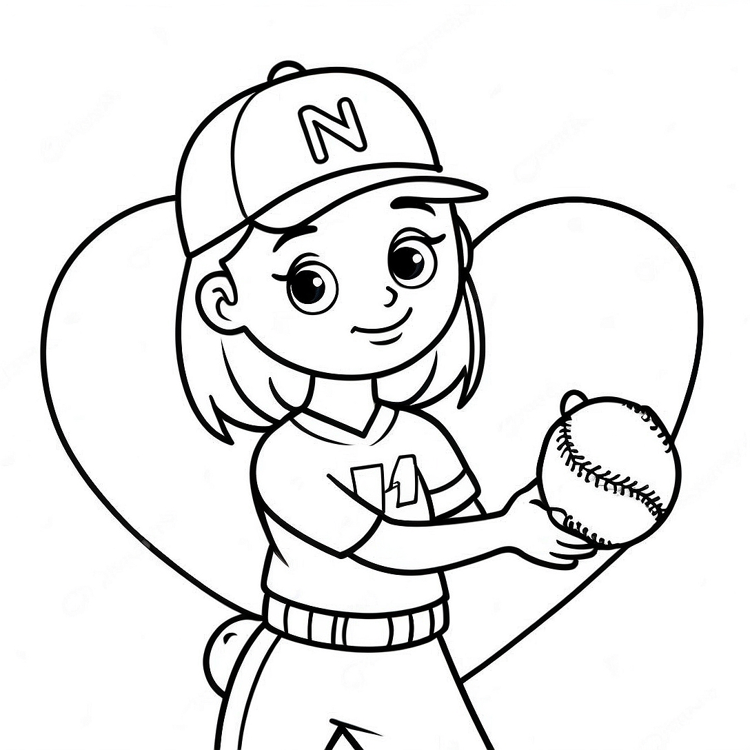 I Love Softball Coloring Page | I Love Softball coloring page