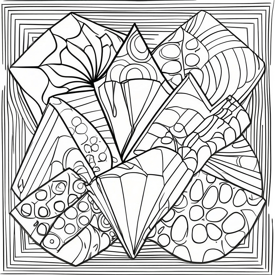 3D Geometric Shapes Optical Illusion Coloring Page | Optical Illusion coloring page