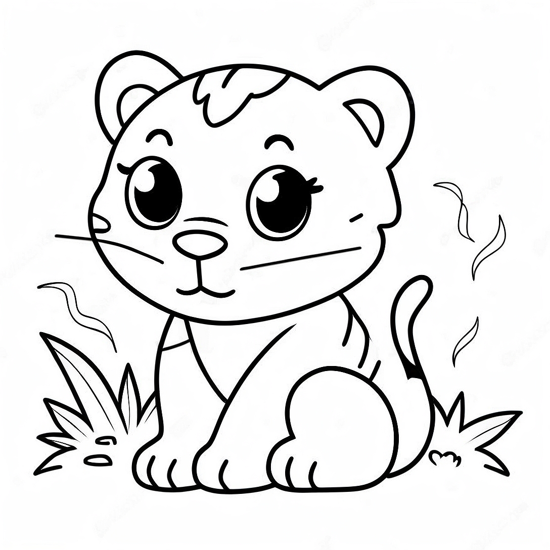 Cute Baby Tiger Coloring Page | Baby Tiger coloring page