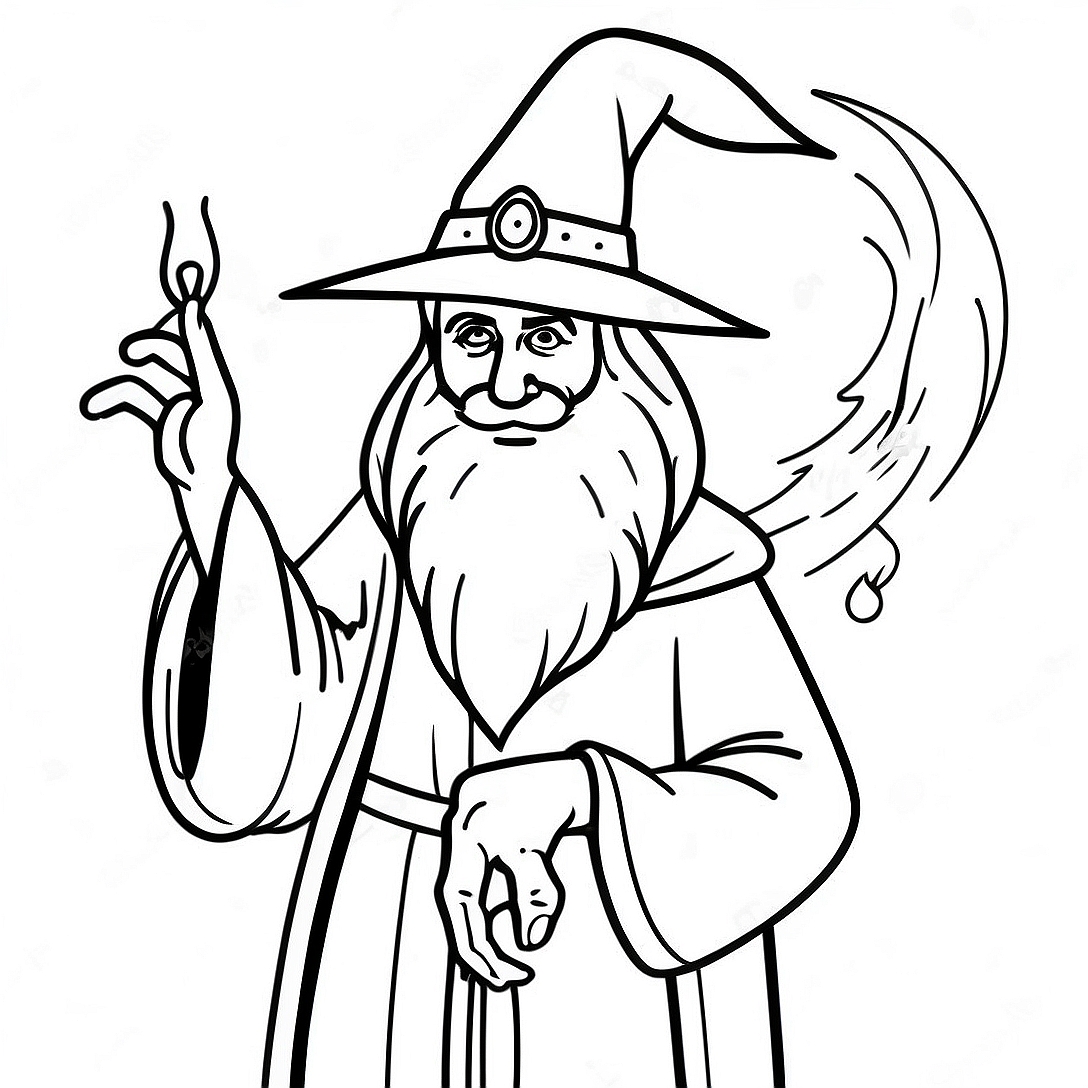 Magical Wizard Casting Spells Coloring Page | Wizards coloring page