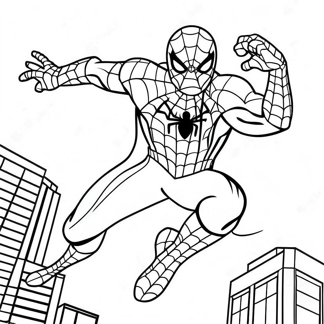 Dynamic Black Suit Spider Man Action Pose Coloring Page | Black Suit Spider Man No Way Home coloring page