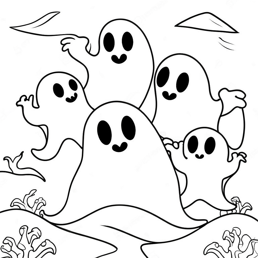 Spooky Ghosts Halloween Coloring Page | Bobbie Goods Halloween coloring page