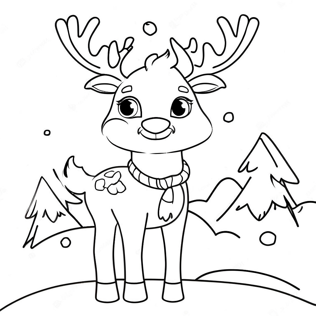 Christmas Reindeer Coloring Page | Christmas Reindeer coloring page