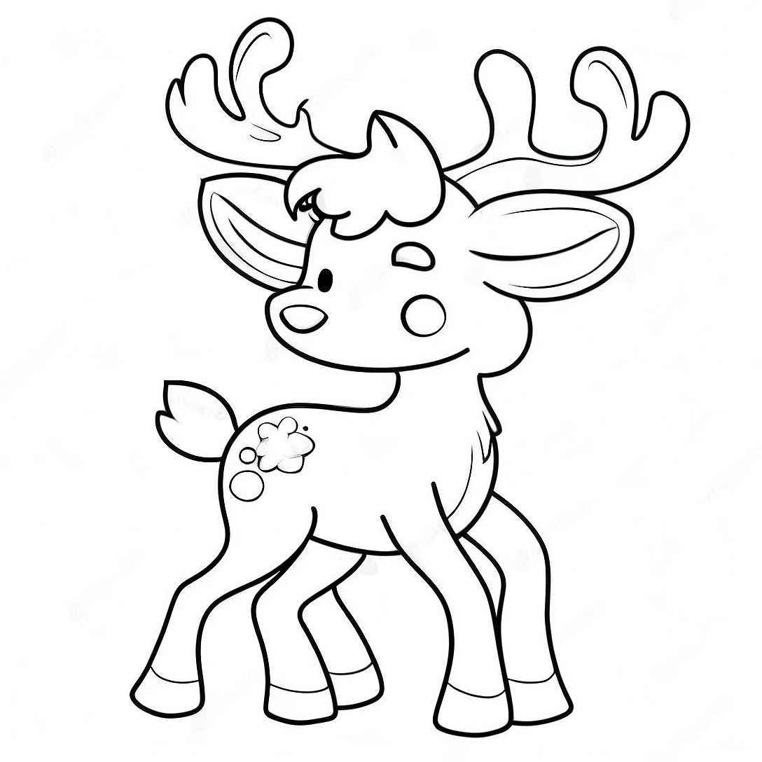 Cute Christmas Reindeer Coloring Page | Christmas Reindeer coloring page