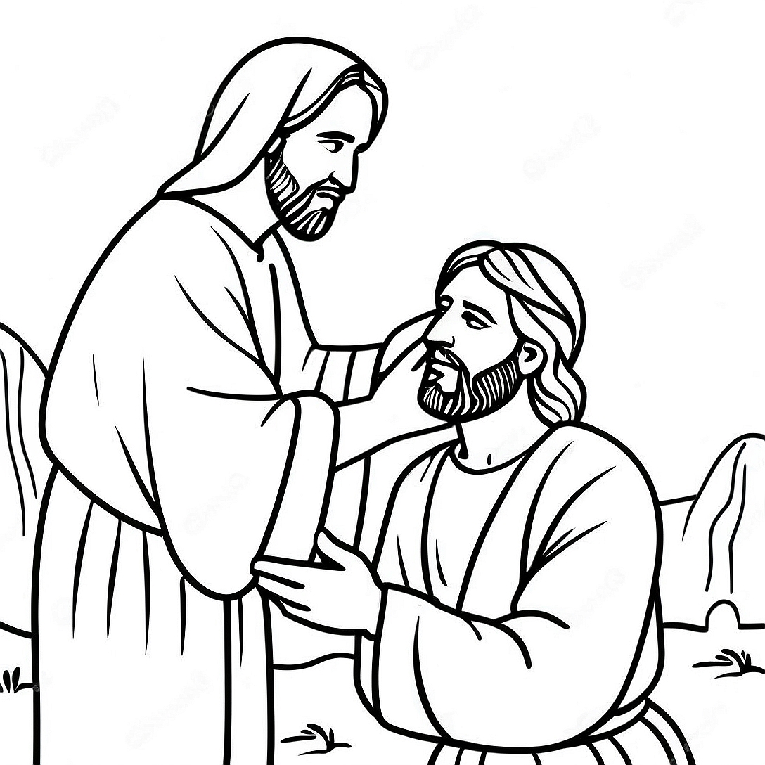 Jesus Healing the Blind Man Coloring Page | Jesus Miracles coloring page