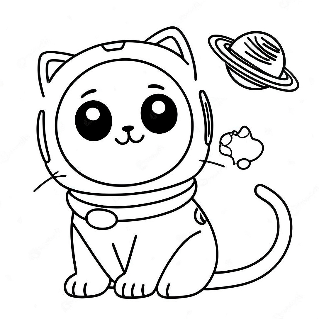 Space Cat Coloring Page | Space Cat coloring page