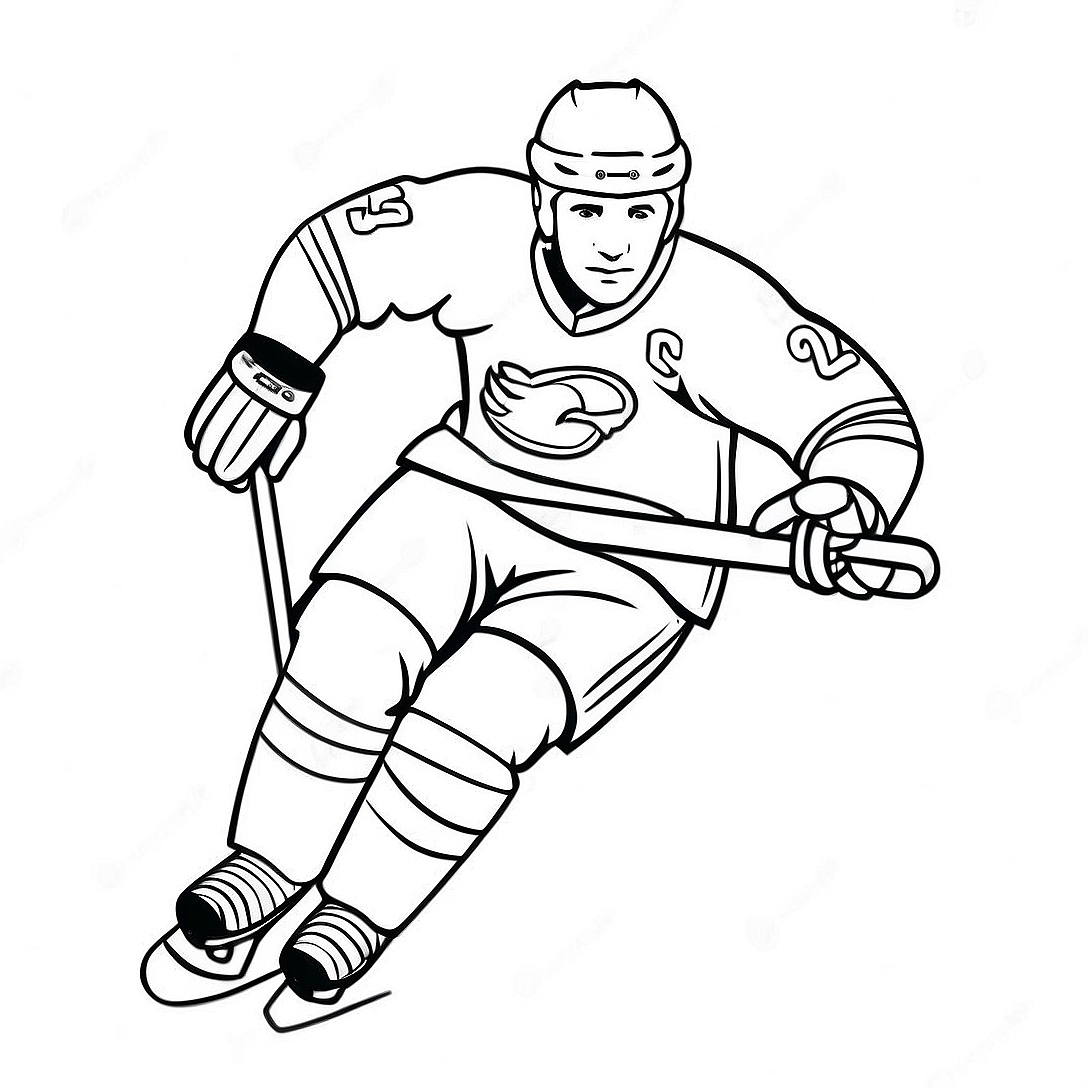 Hockey Player Skating Fast Coloring Page | Hockey coloring page