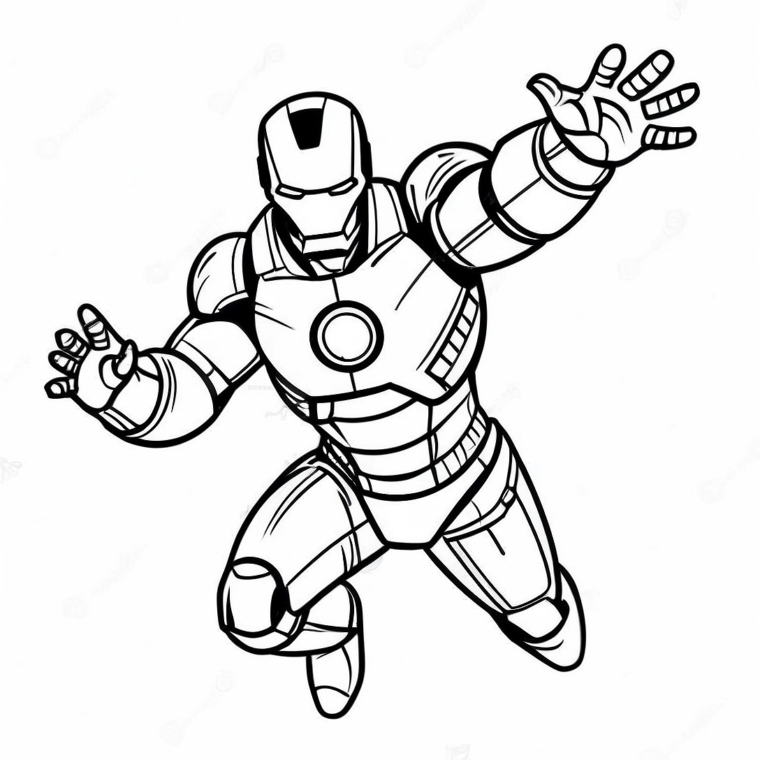 Iron Man Flying in His Suit Coloring Page | Lego Avengers coloring page
