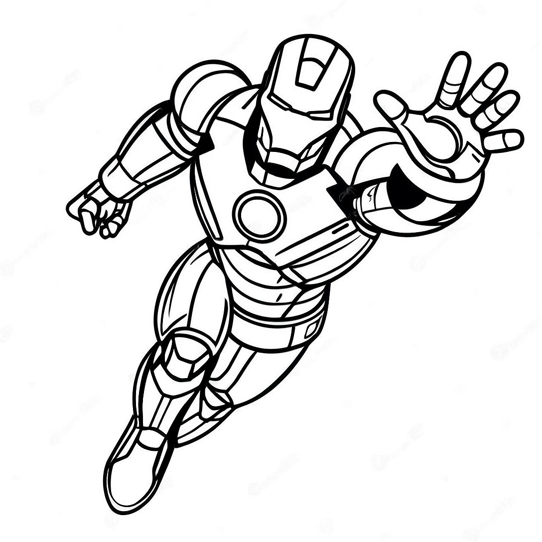 Iron Man Flying in His Suit Coloring Page | Lego Avengers coloring page