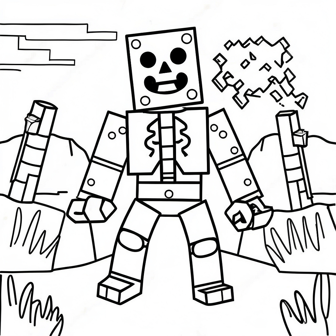 Minecraft Skeleton Coloring Page | Minecraft Skeleton coloring page