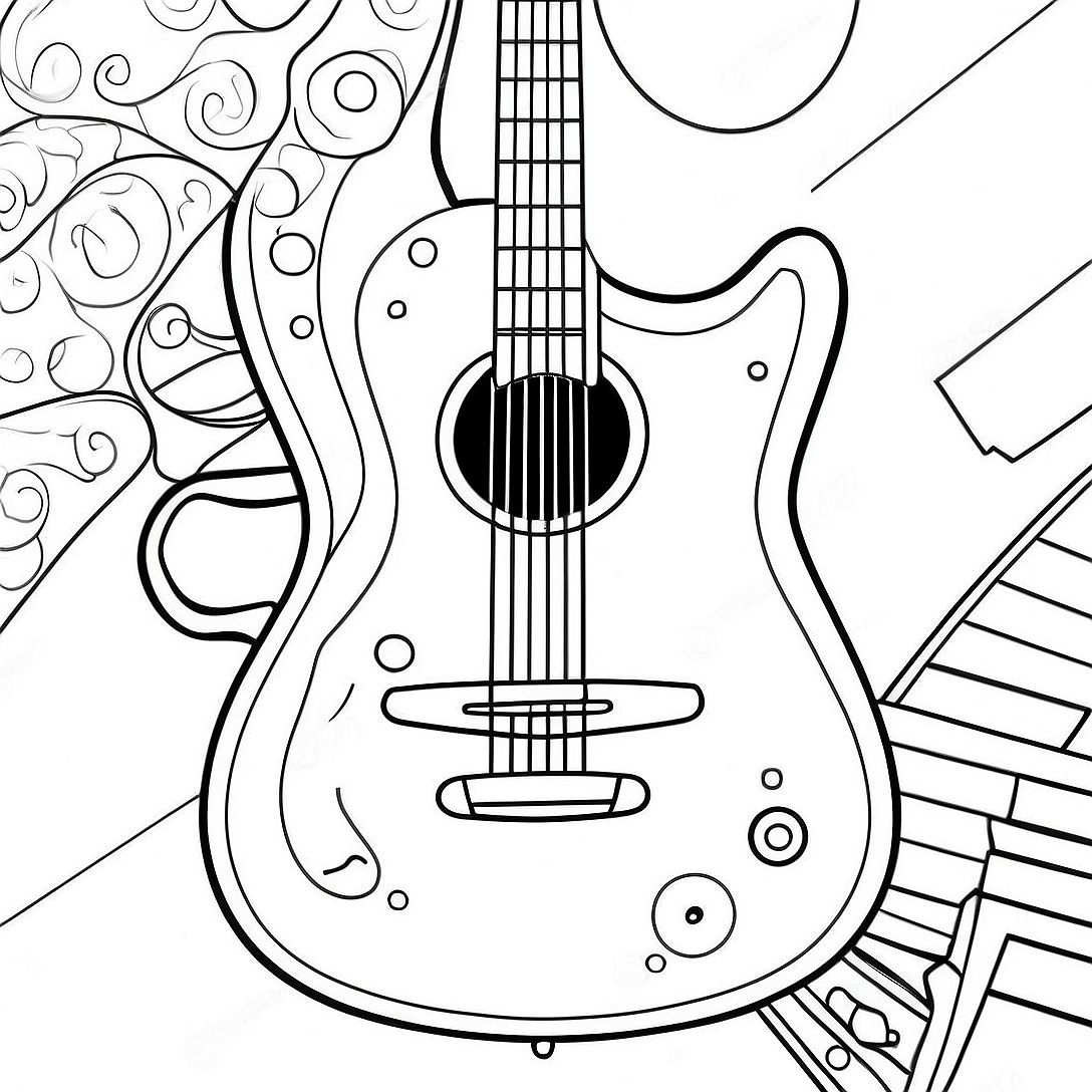 Guitar Coloring Page | Guitar coloring page