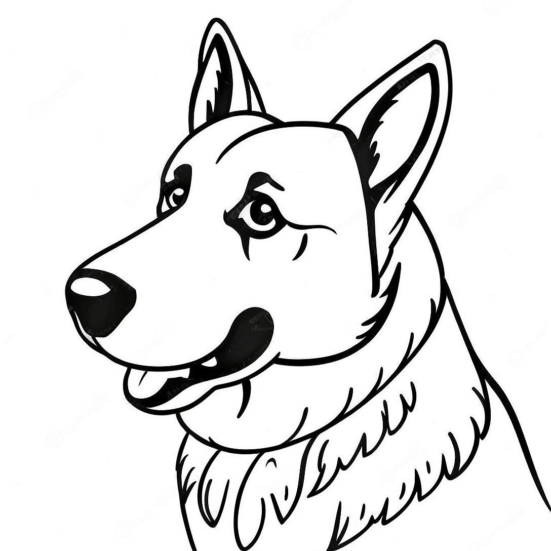 Realistic German Shepherd Portrait Coloring Page | Realistic German Shepherd coloring page