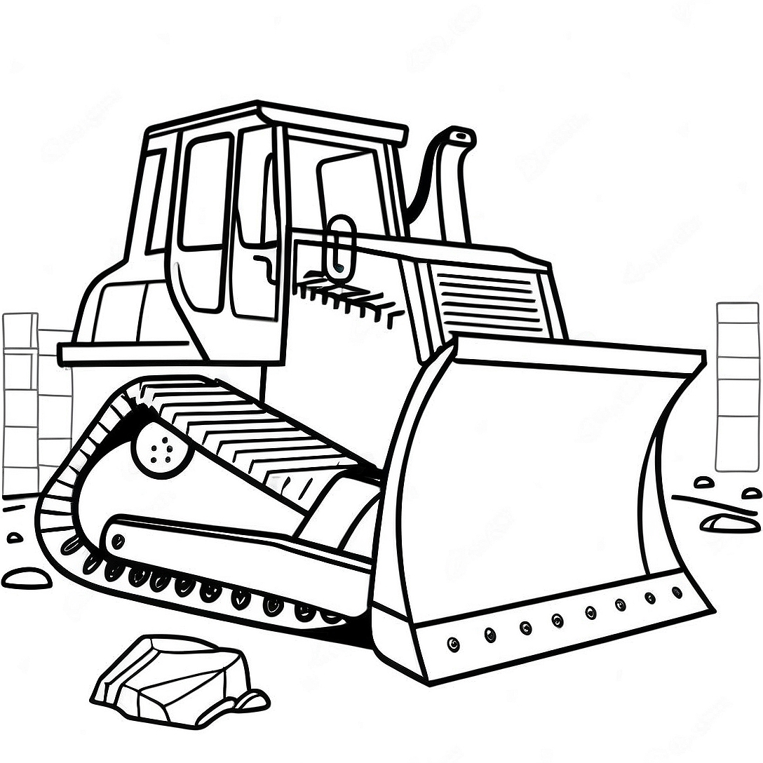 Bulldozer Construction Site Coloring Page | Bulldozer coloring page
