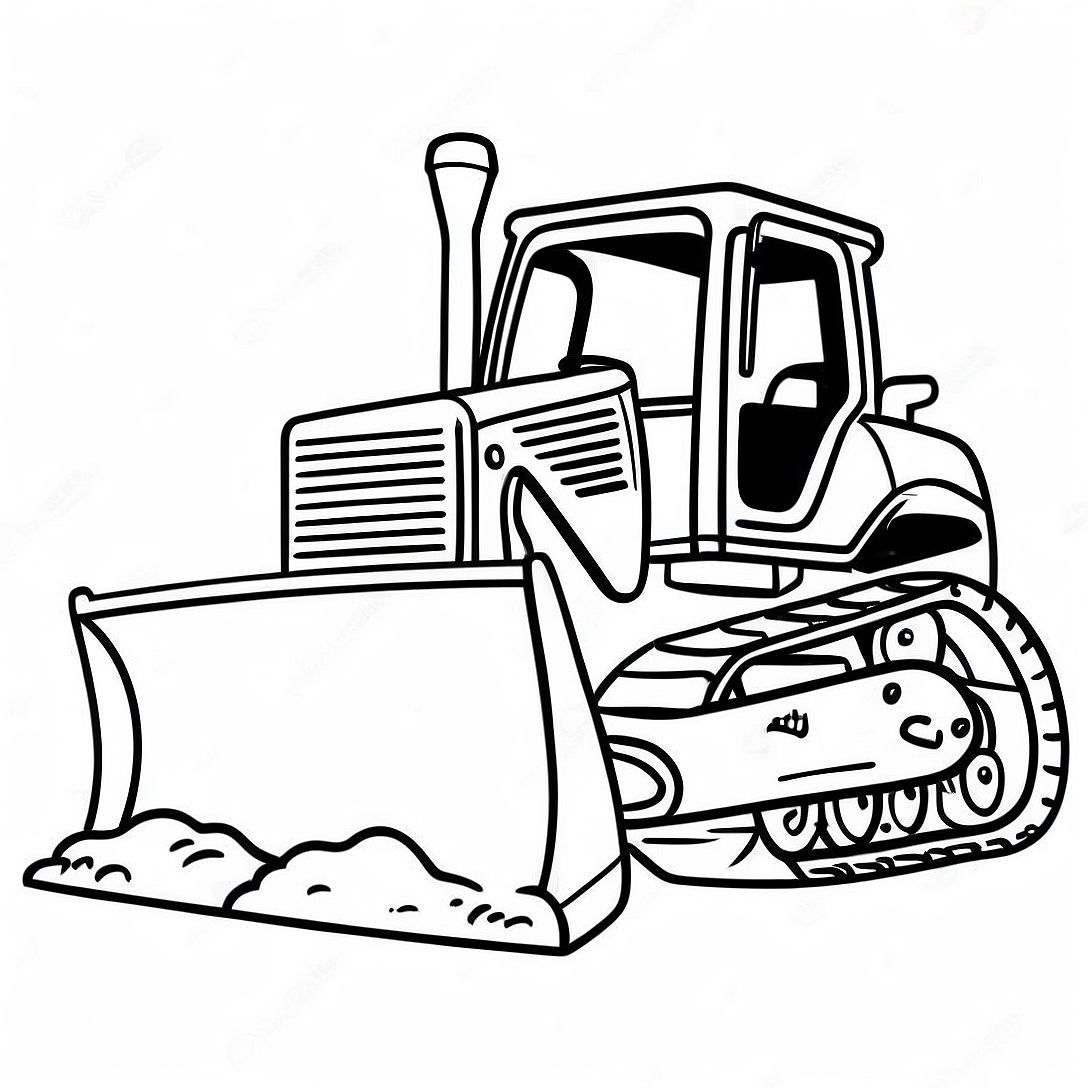 Bulldozer Digging Deep Coloring Page | Bulldozer coloring page