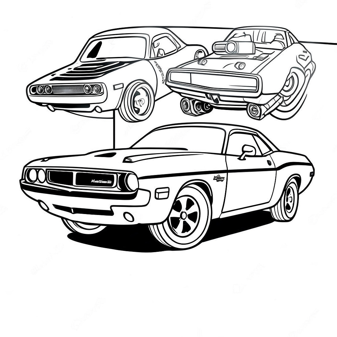 Classic Dodge Challenger Coloring Page | Dodge Challenger coloring page