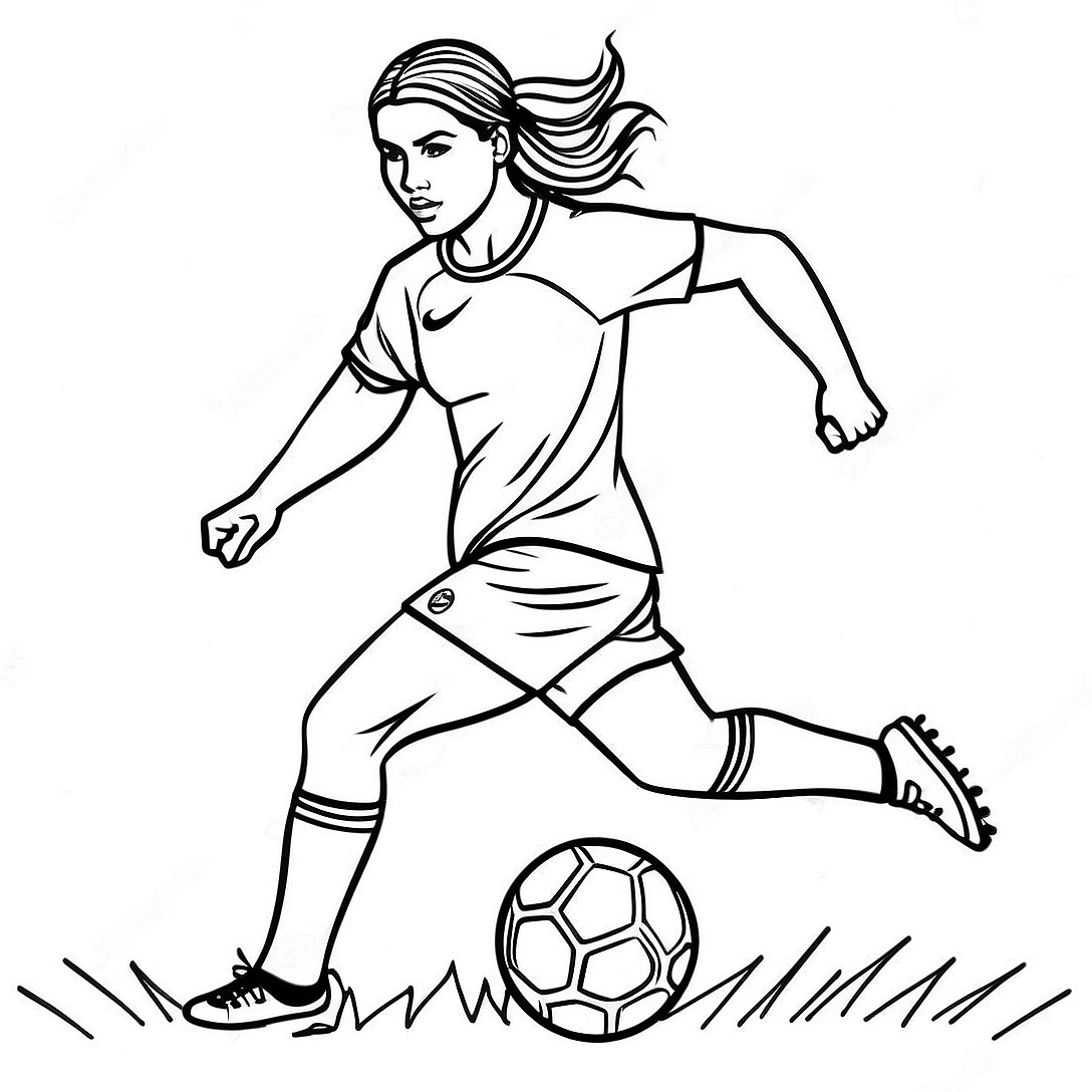 Alex Morgan Kicking the Ball Coloring Page | Alex Morgan coloring page