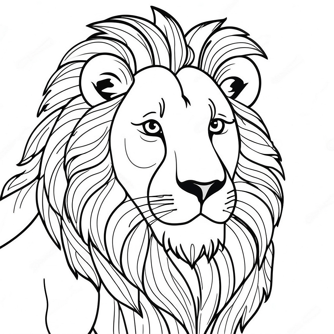 Realistic Lion Coloring Page | Realistic Animal coloring page