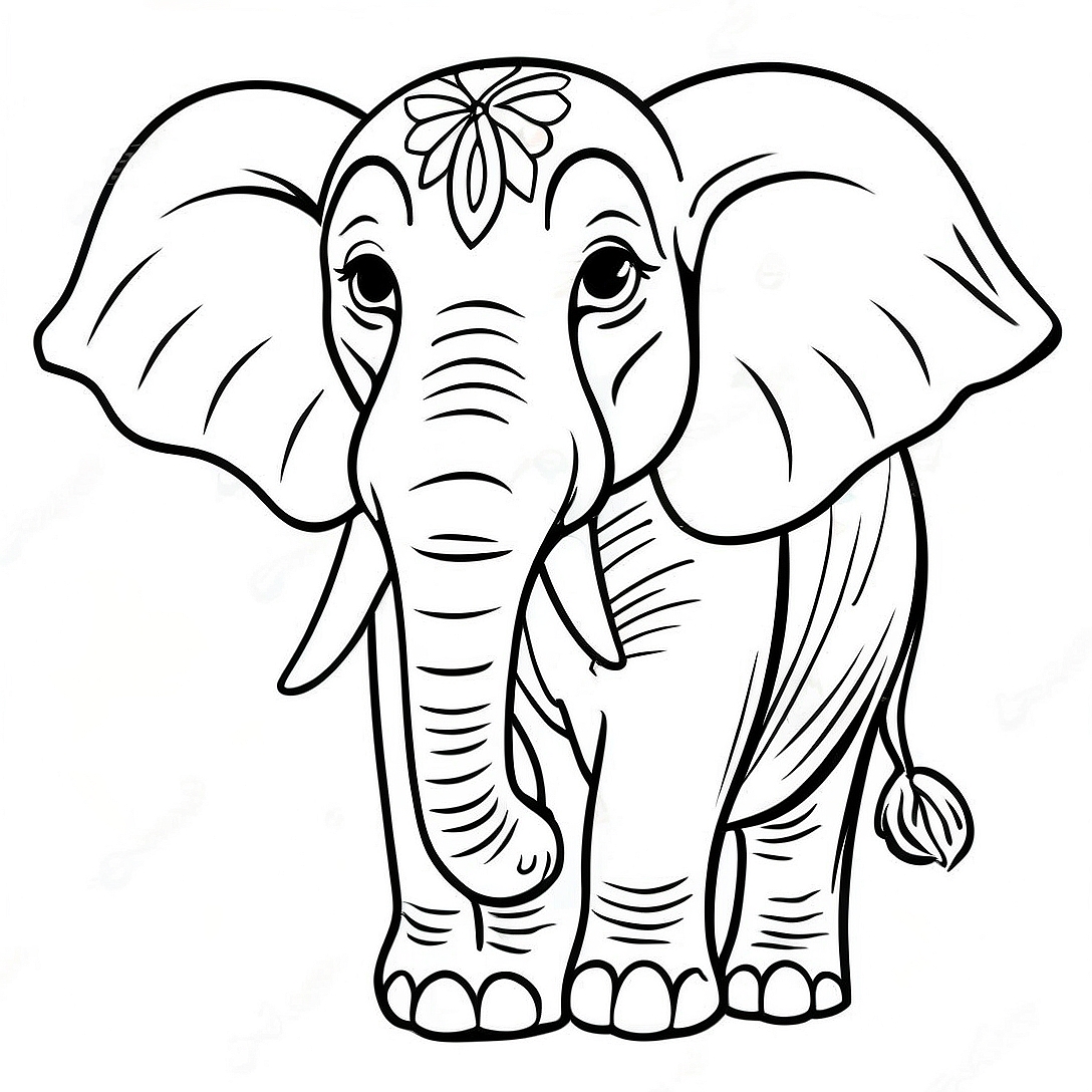 Majestic Elephant Coloring Page | Realistic Animal coloring page