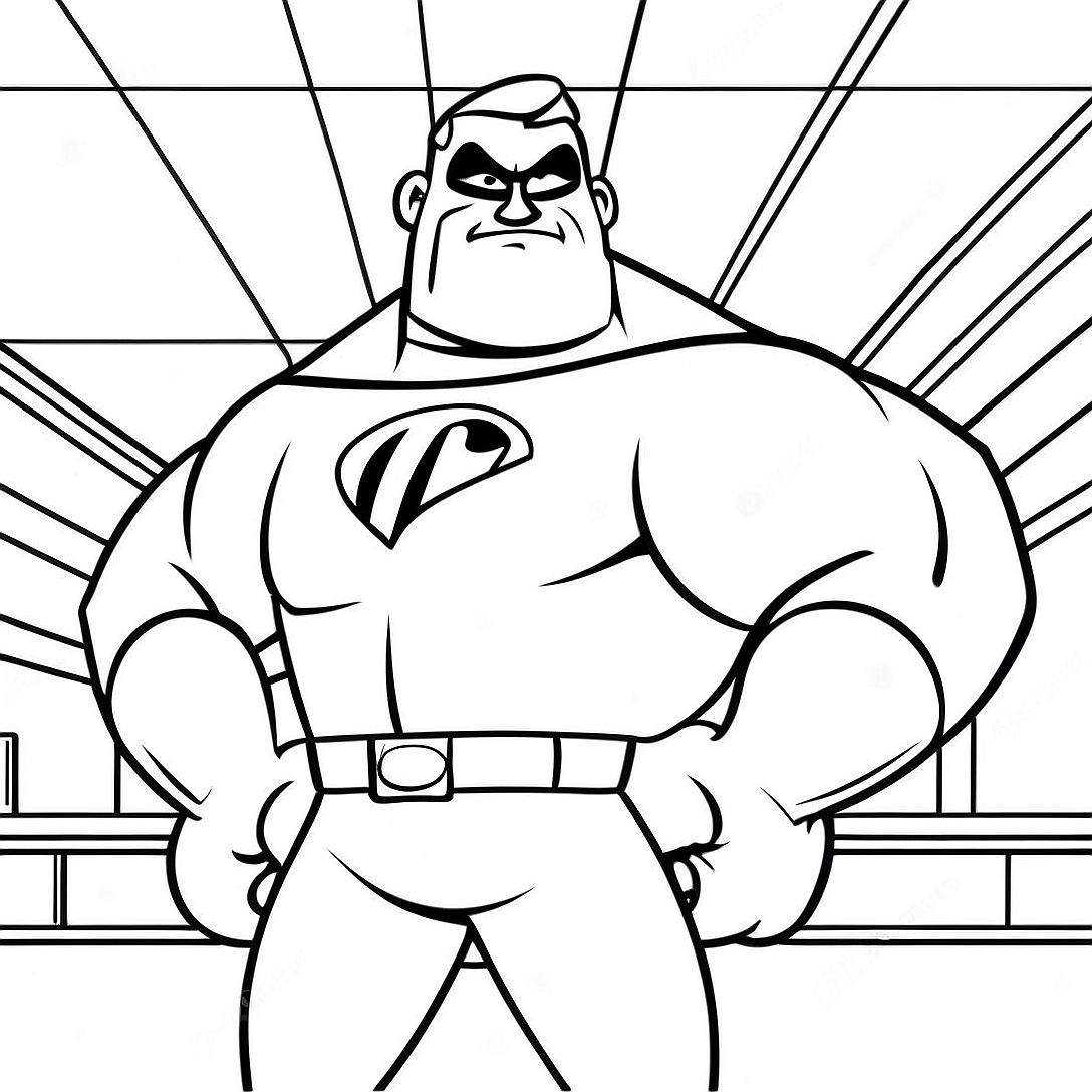 Mr. Incredible Flexing Muscles Coloring Page | Incredibles 2 coloring page