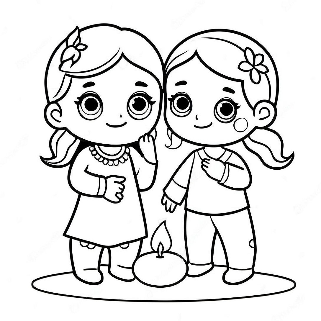 Kindergarten Diwali Coloring Page | Kindergarten Diwali coloring page
