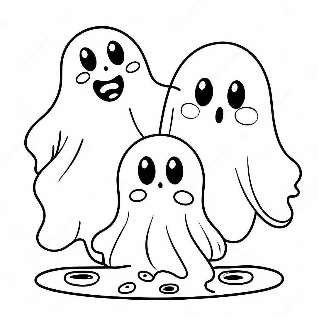 Cute Ghosts Trick or Treat Coloring Page | Trick or Treat coloring page