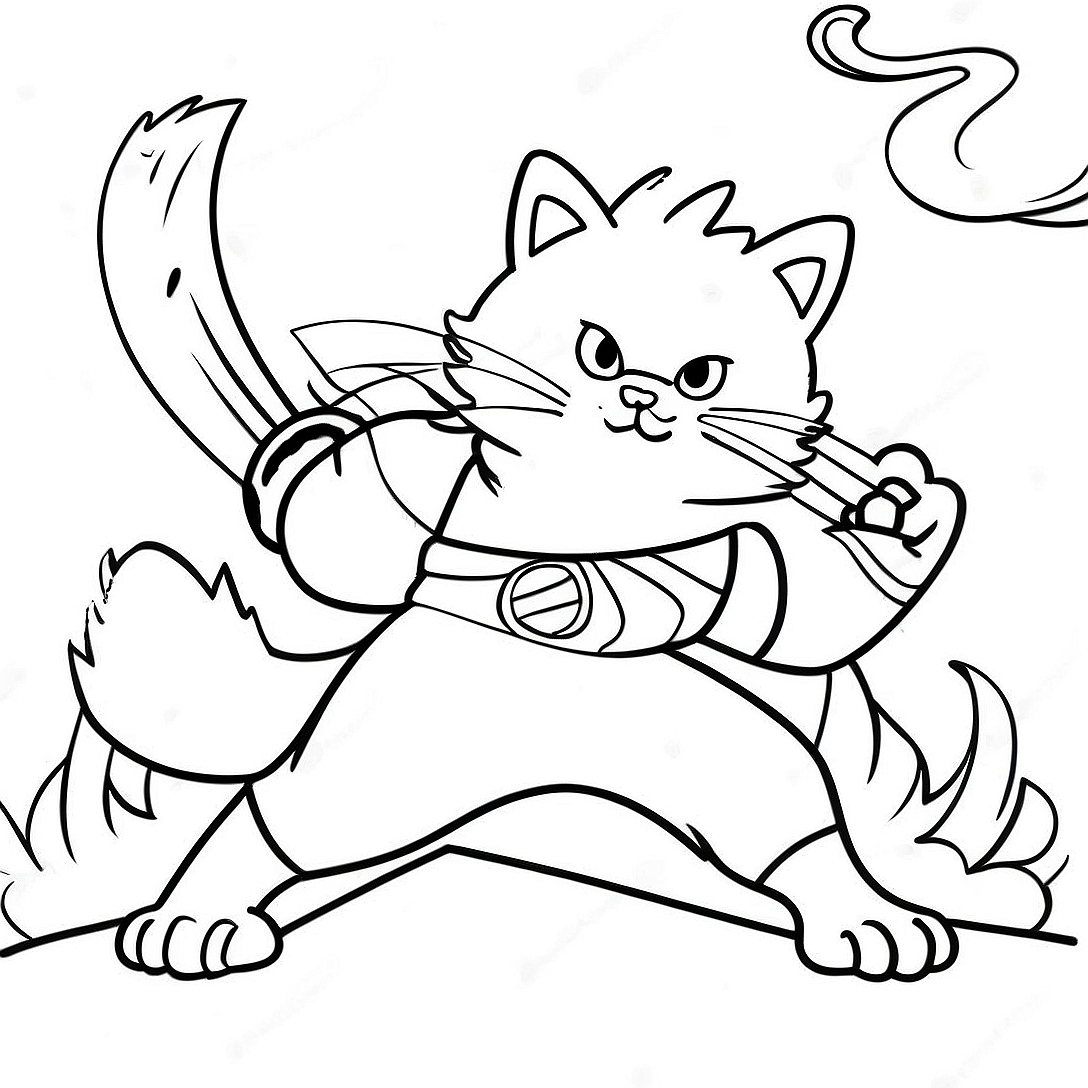 Fierce Warrior Cat in Battle Coloring Page | Warrior Cat coloring page