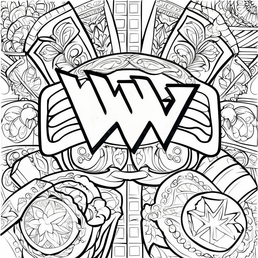 Colorful WWE Belt Design Coloring Page | WWE Belt coloring page