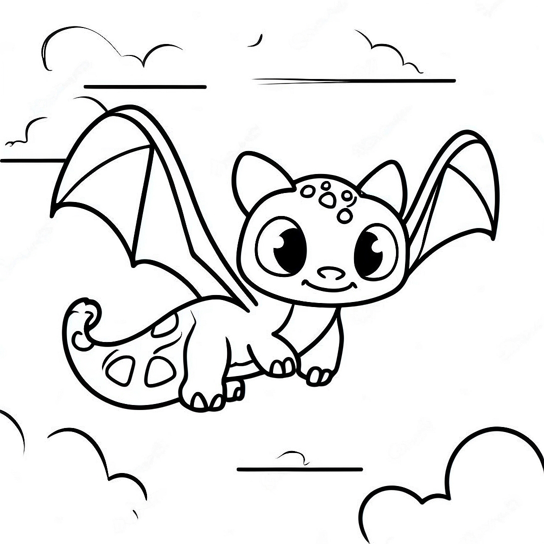 Toothless Flying in the Sky Coloring Page | Toothless coloring page