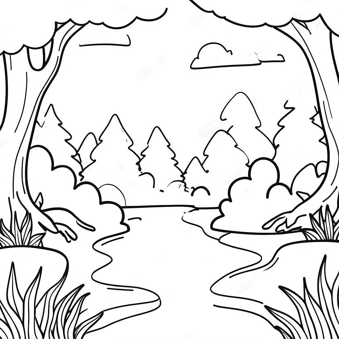 Uplifting Nature Scene Coloring Page | Meaningful Easy Inspirational coloring page