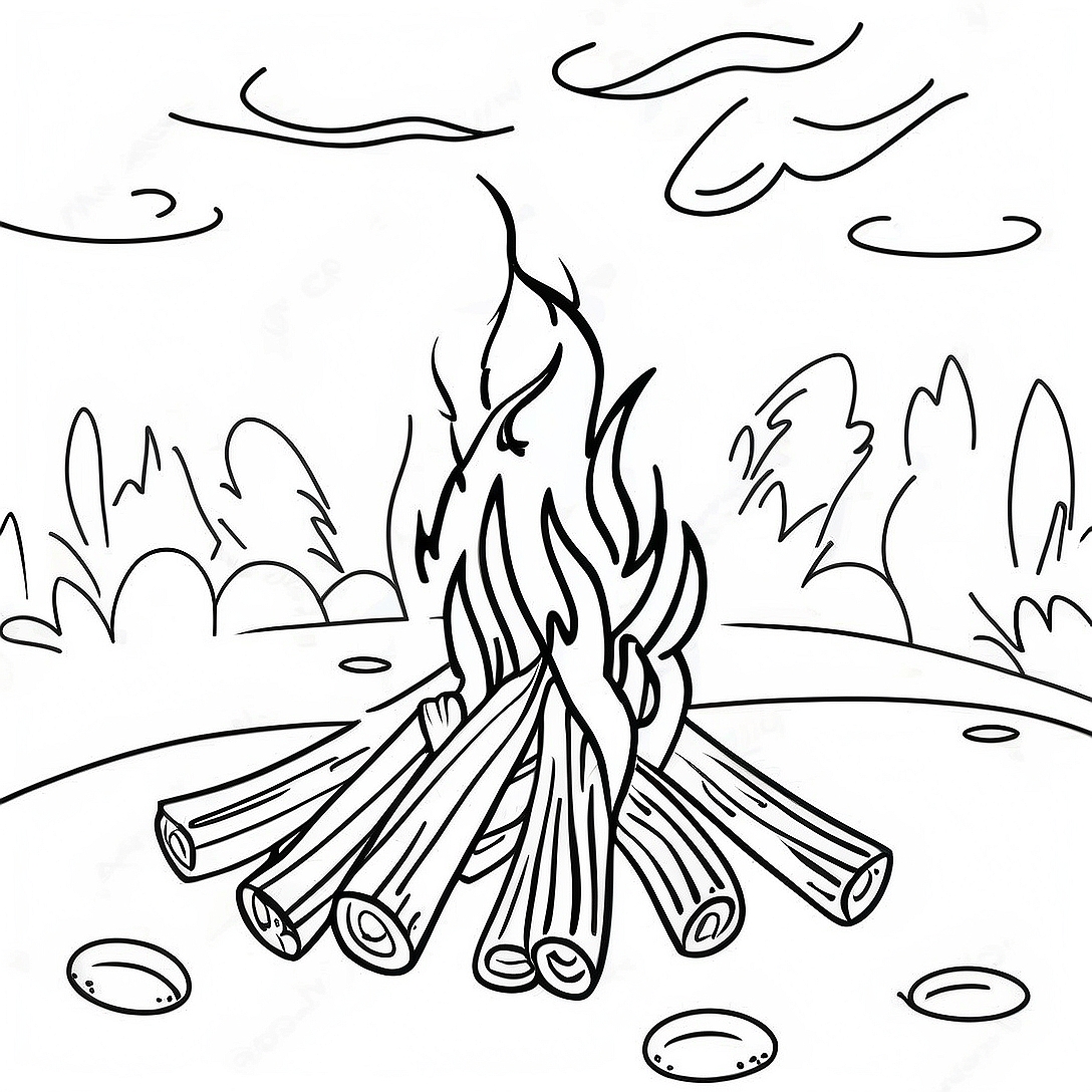 Colorful Lag BaOmer Bonfire Coloring Page | Lag BaOmer coloring page