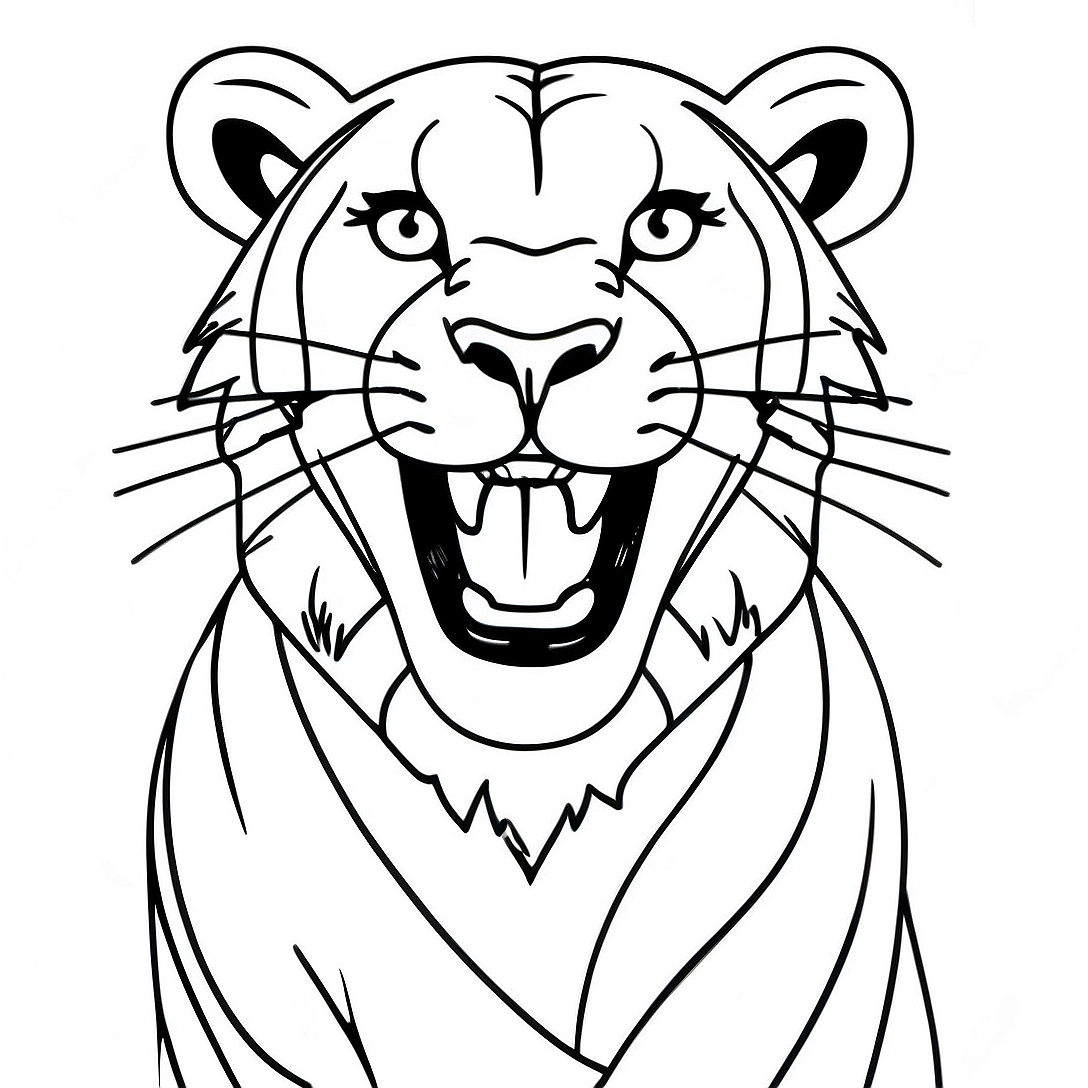 Majestic Lioness Roaring Coloring Page | Lioness coloring page