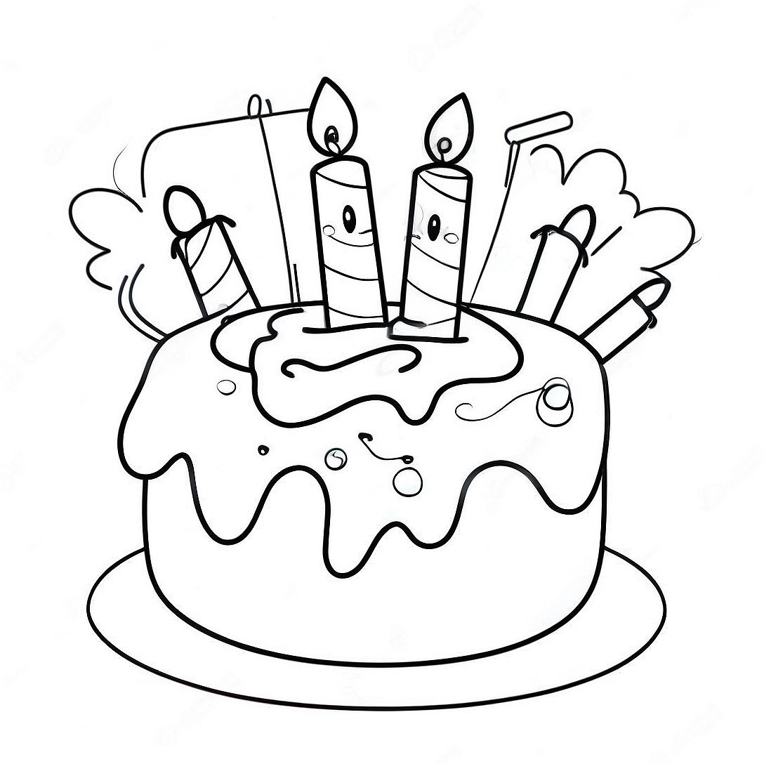 Happy 1st Birthday Cake Coloring Page | Happy 1st Birthday coloring page