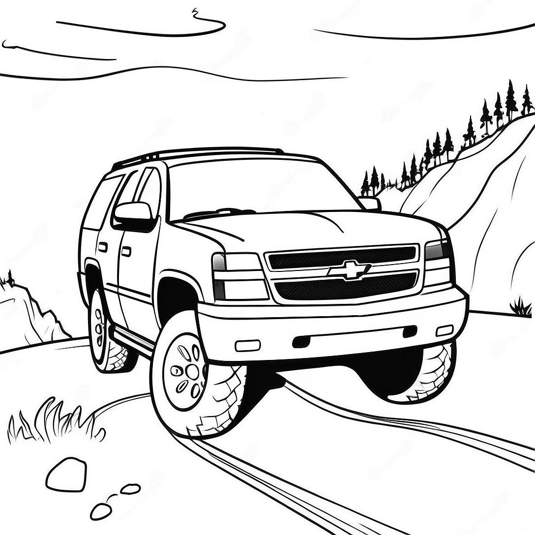 Chevy Tahoe Off-Road Adventure Coloring Page | Chevy Tahoe coloring page