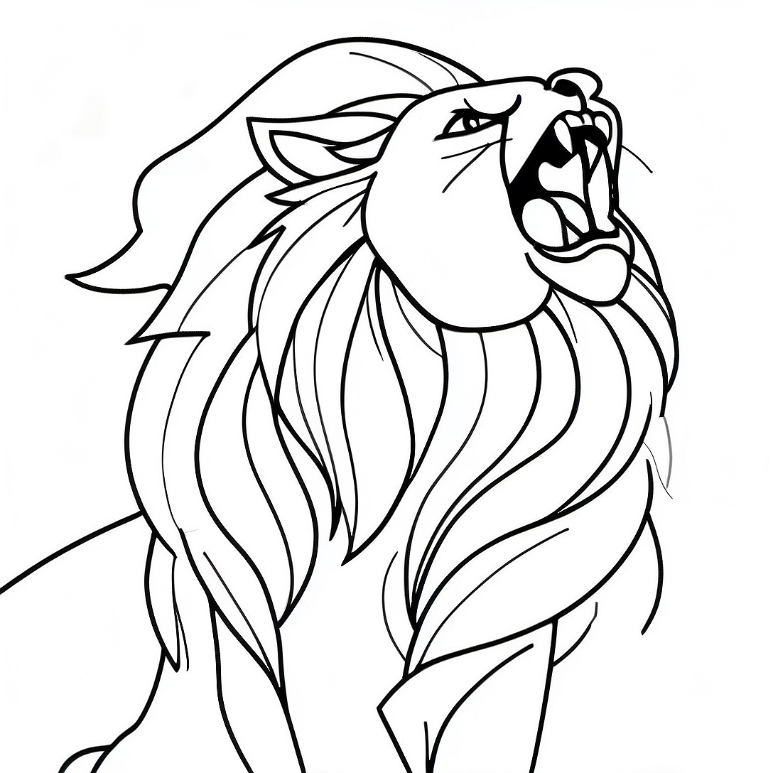 Majestic Lion Roaring Coloring Page | Big Cat coloring page