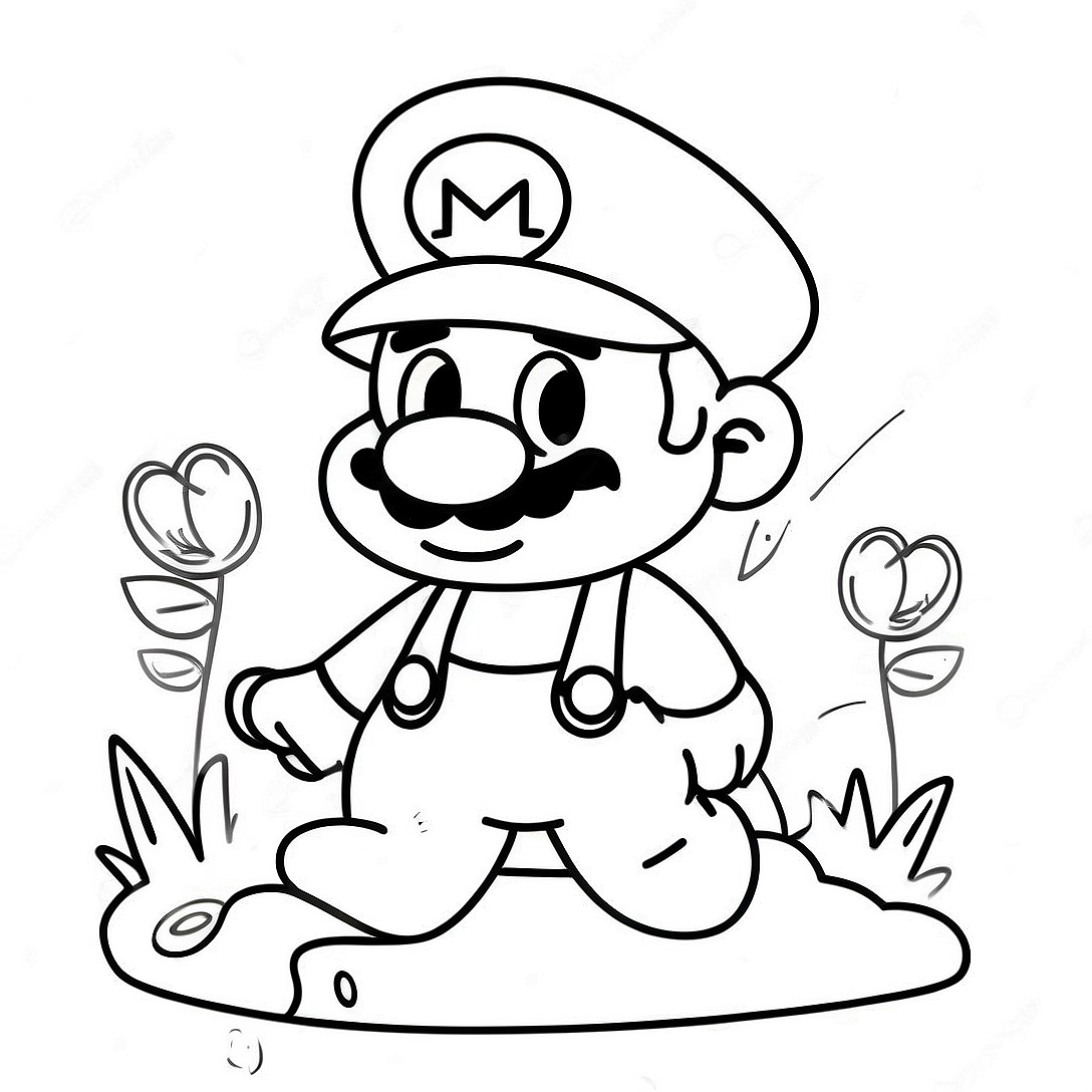 Adventurous Mario in Wonderland Coloring Page | Mario Wonder coloring page