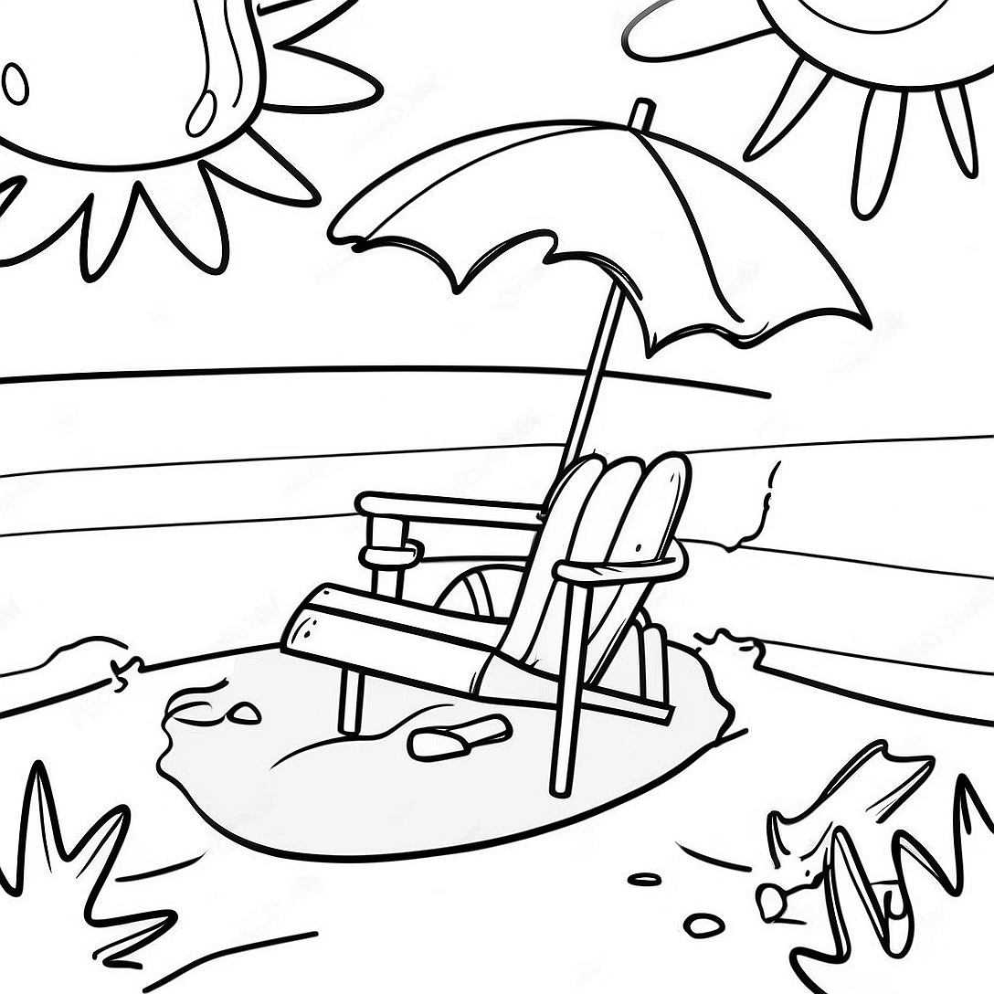 Summer Fun Beach Scene Coloring Page | Summer Fun coloring page