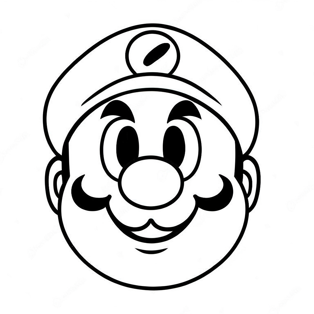 Super Mario Smiling Face Coloring Page | Mario Face coloring page