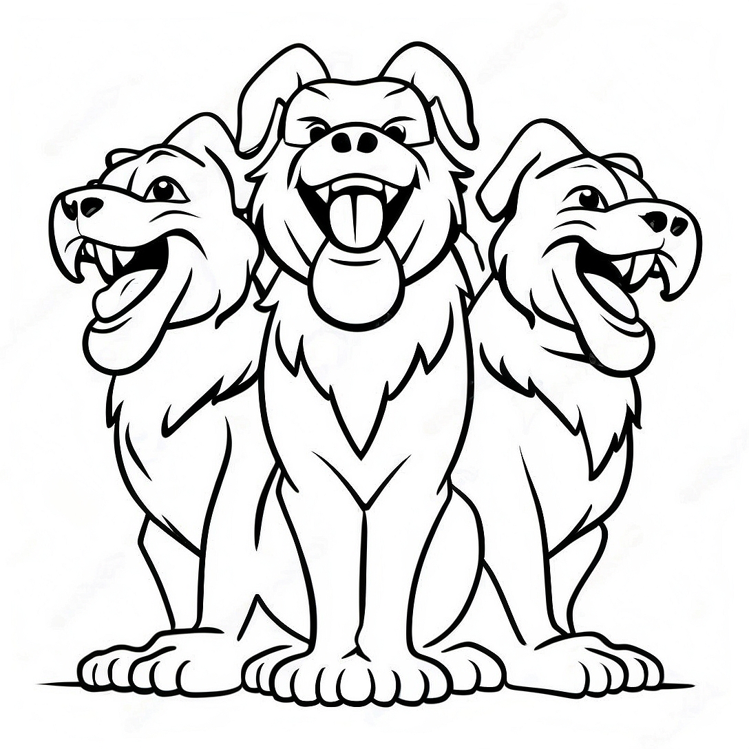 Three-Headed Cerberus Coloring Page | Cerberus coloring page