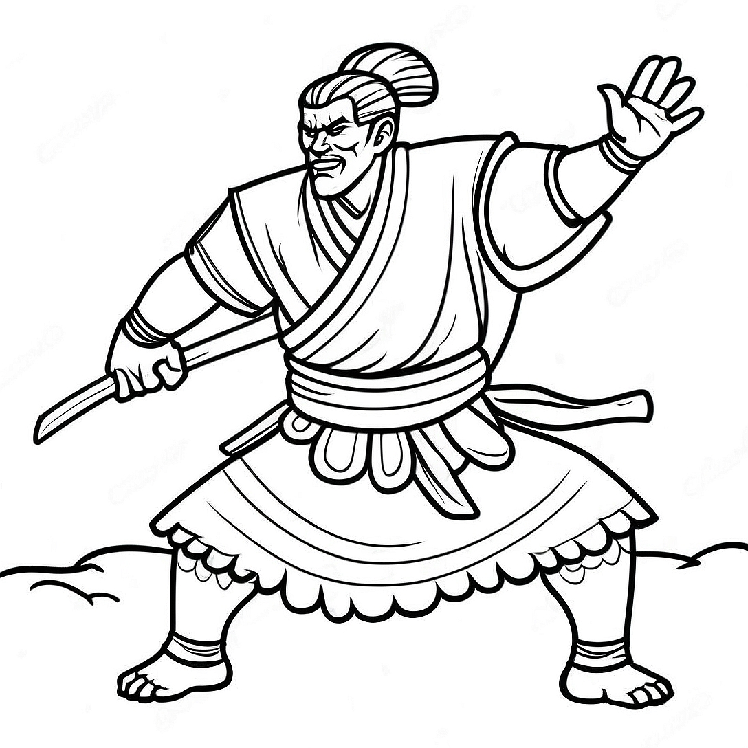 Obanai Iguro in Battle Pose Coloring Page | Obanai Iguro coloring page