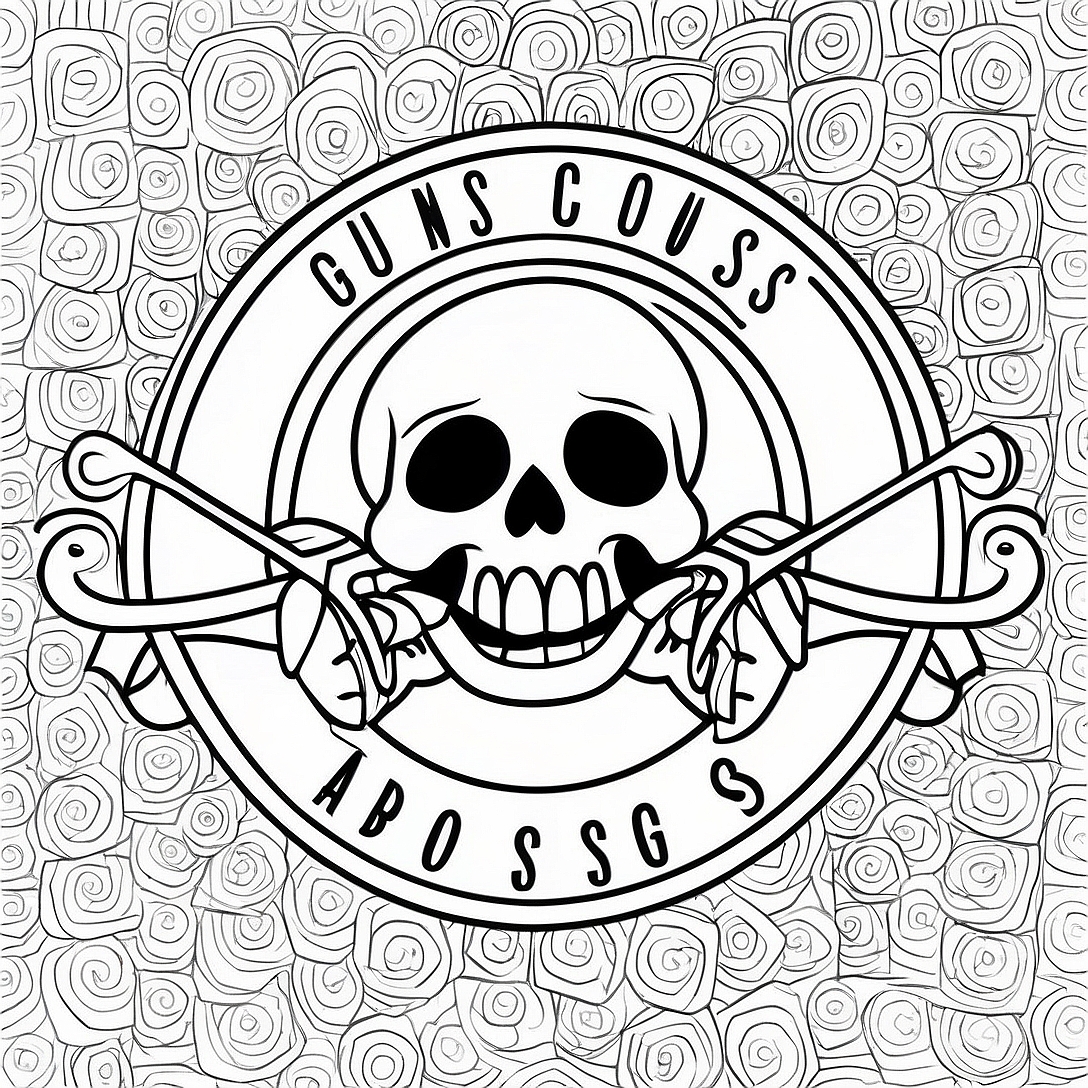 Guns and Roses Logo Coloring Page | Guns and Roses coloring page