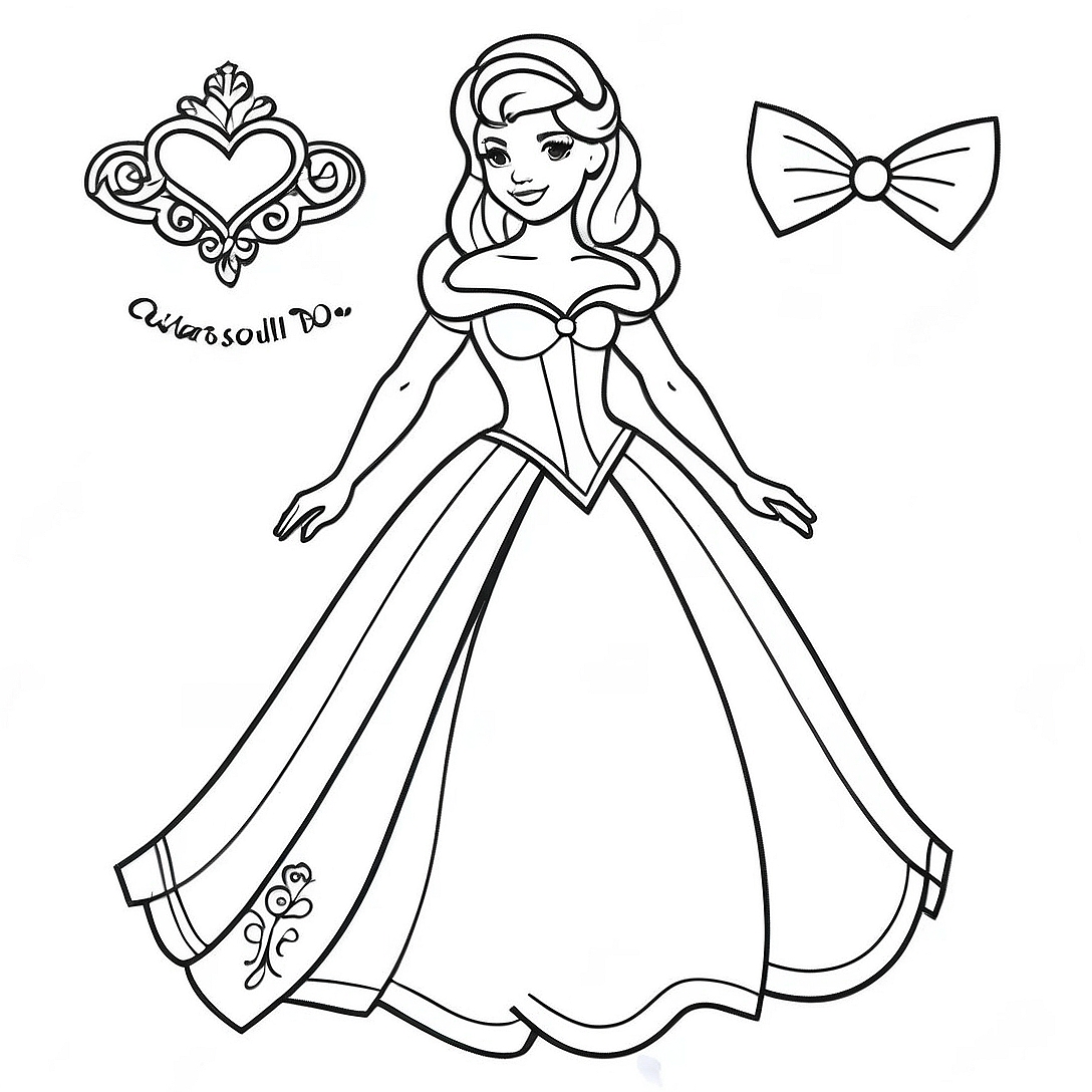 Elegant Disney Princess Paper Doll Coloring Page | Disney Princess Paper Doll coloring page