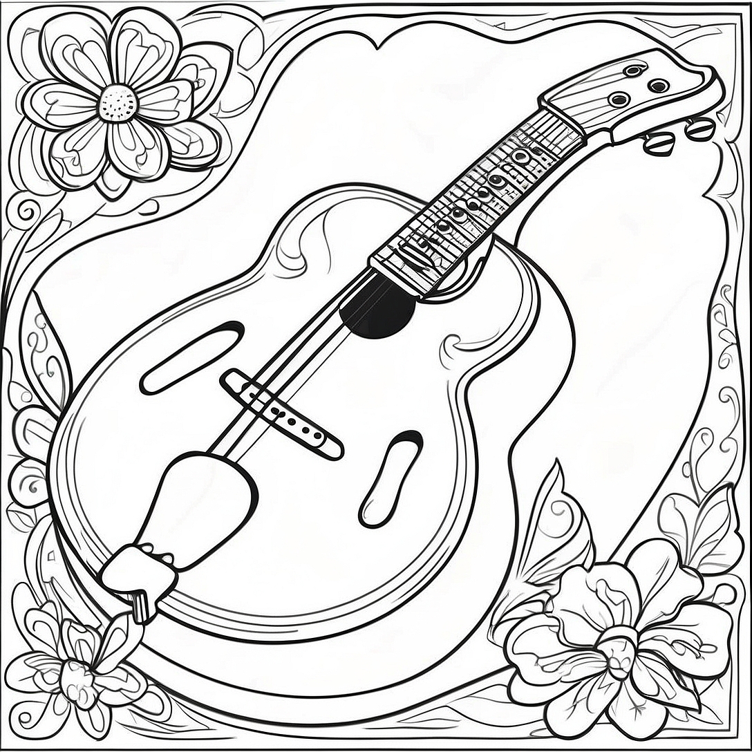 Mandolin Coloring Page | Mandolin coloring page
