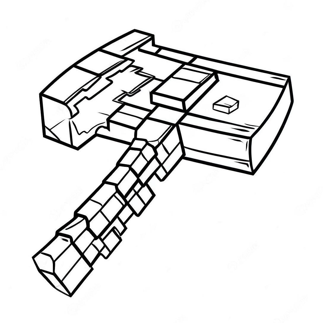 Minecraft Axe Coloring Page | Minecraft Axe coloring page