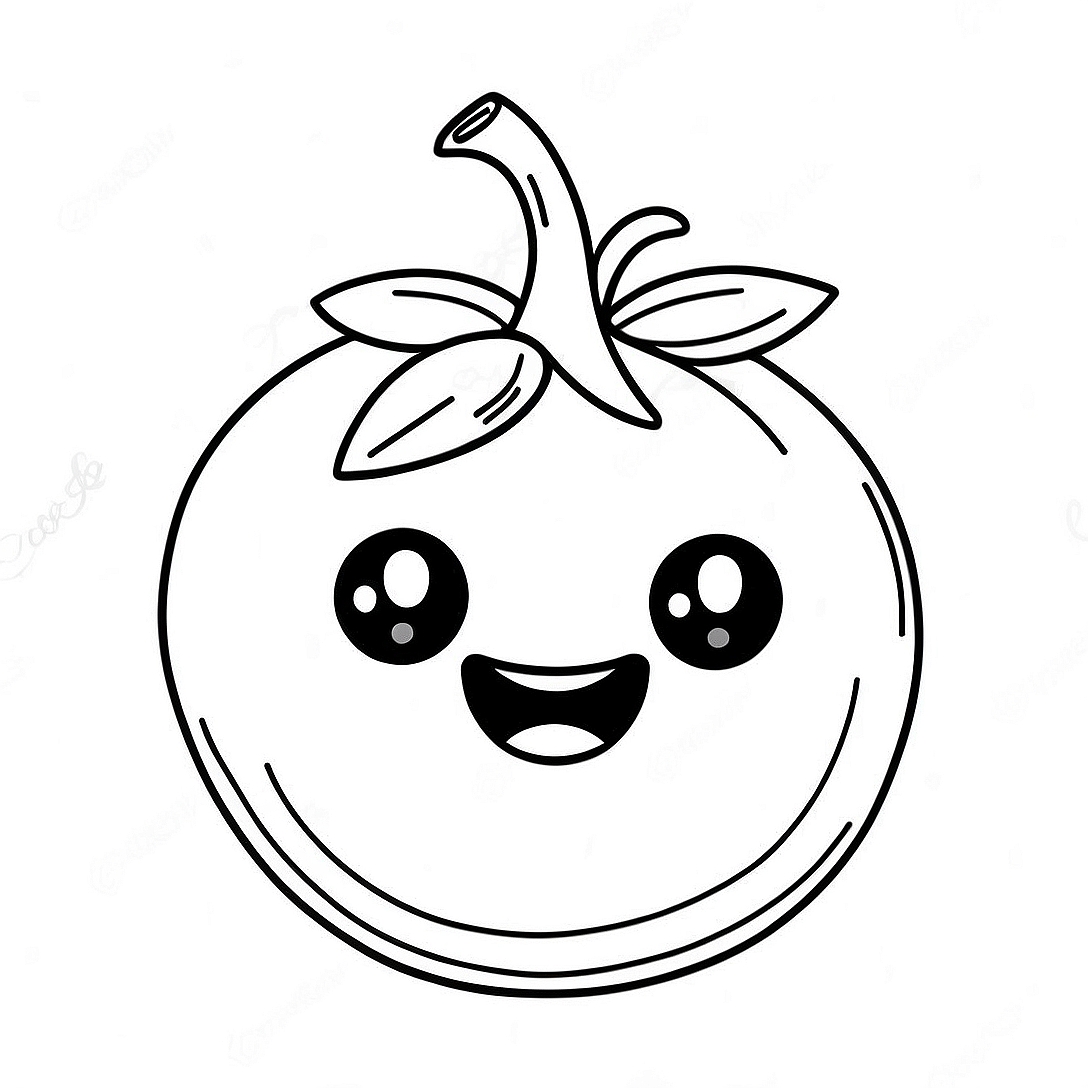 Cute Tomato Character Coloring Page | Tomato coloring page