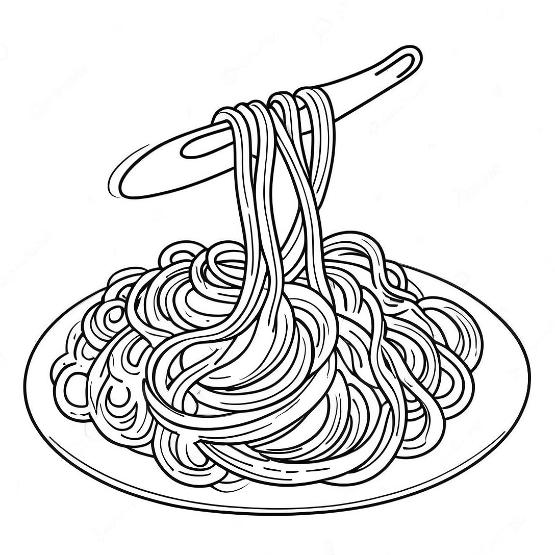 Delicious Spaghetti Coloring Page | Pasta coloring page