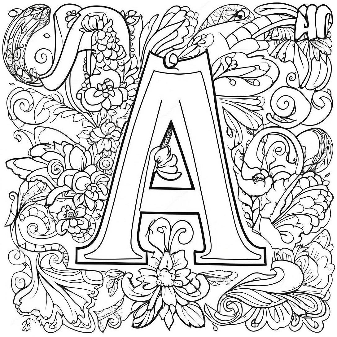 Elegant Alphabet Letters Coloring Page | Alphabet for Adults coloring page