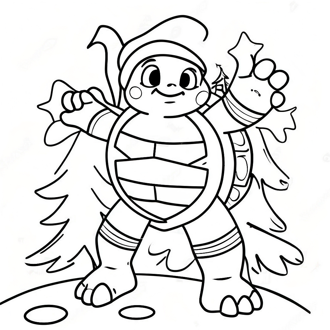 Ninja Turtle Christmas Tree Coloring Page | Ninja Turtle Christmas coloring page