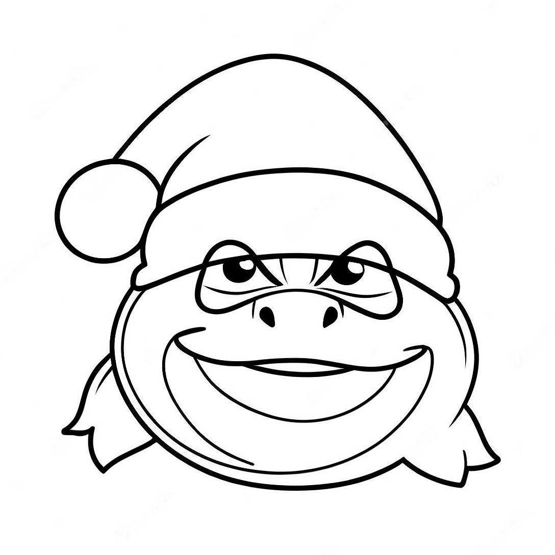 Ninja Turtle Santa Hat Coloring Page | Ninja Turtle Christmas coloring page