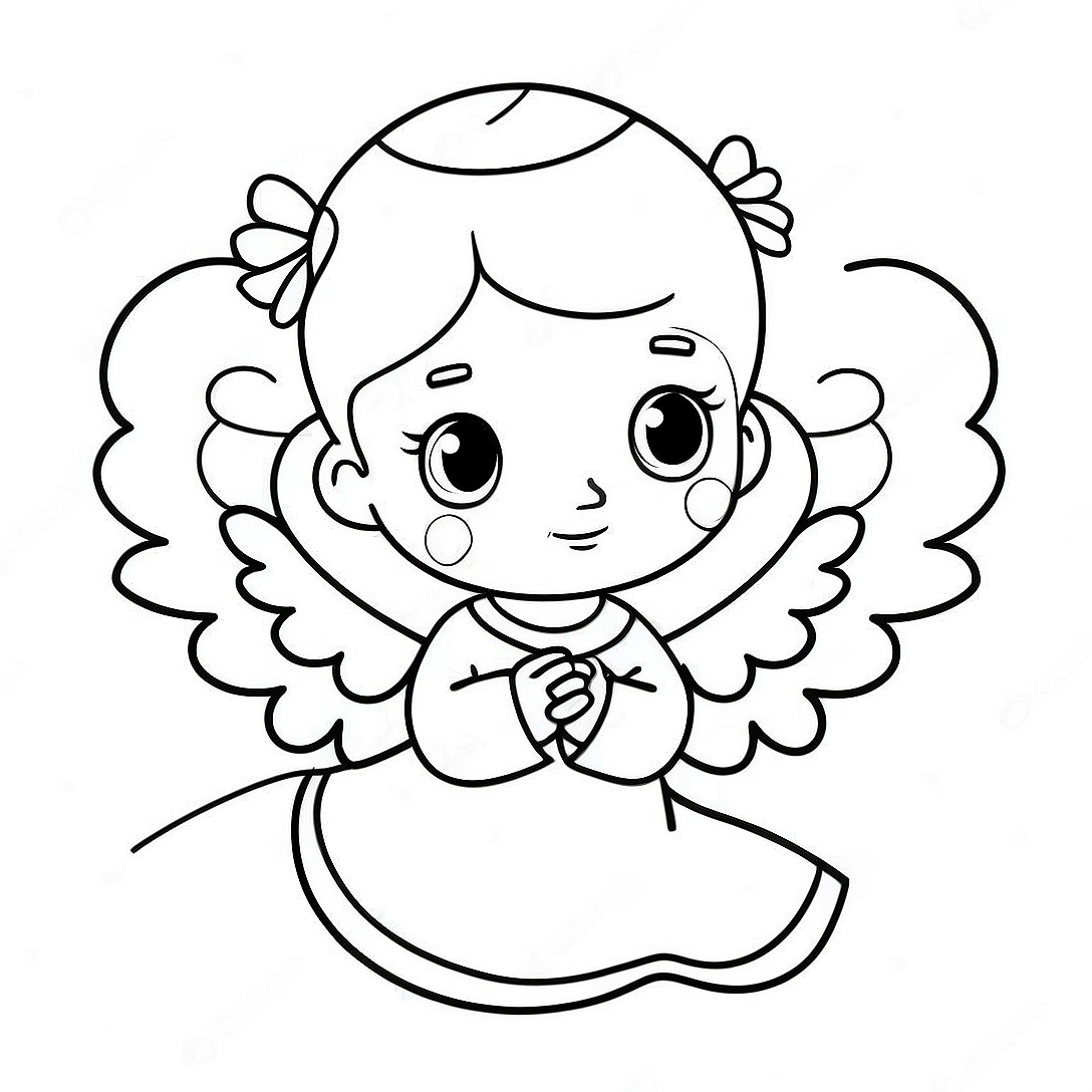 Precious Moments Angel Coloring Page | Religious Precious Moments coloring page